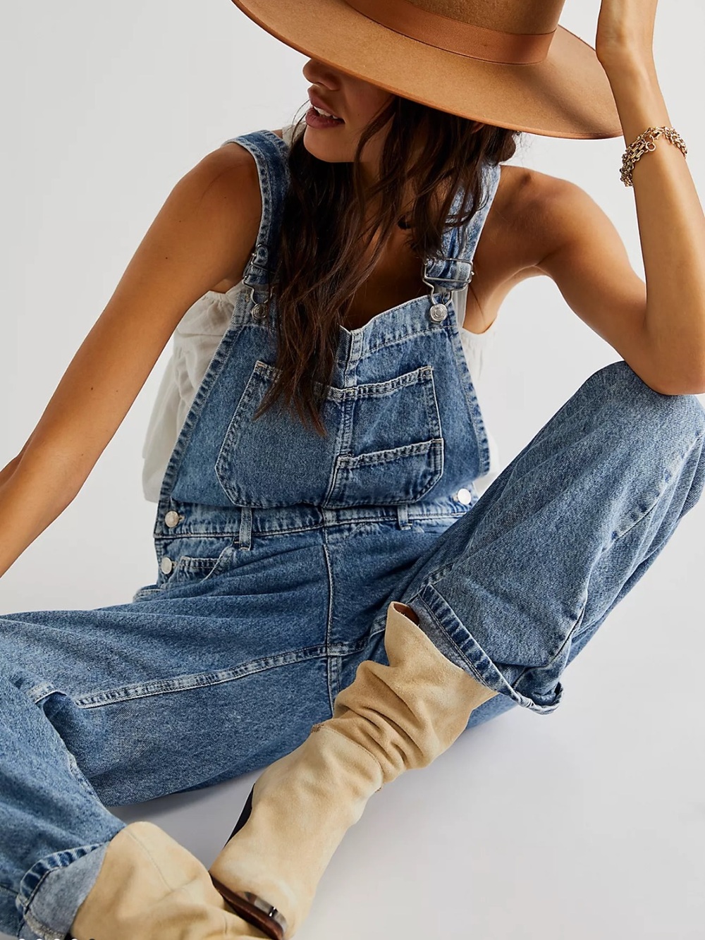 New with tags Free People We the free Ziggy powder Blue Denim Overalls